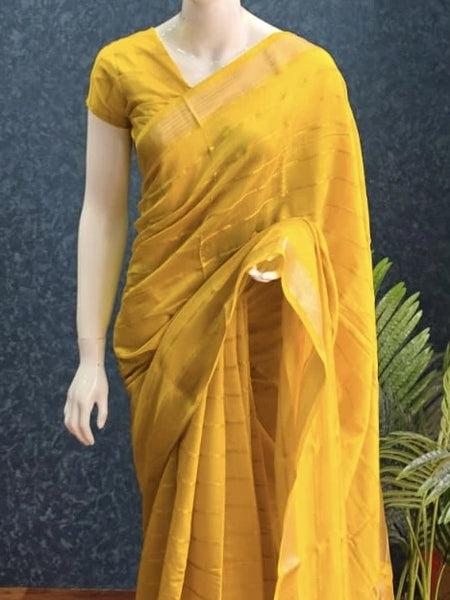 Soft Yellow Cotton Saree
