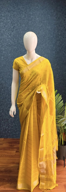 Soft Yellow Cotton Saree