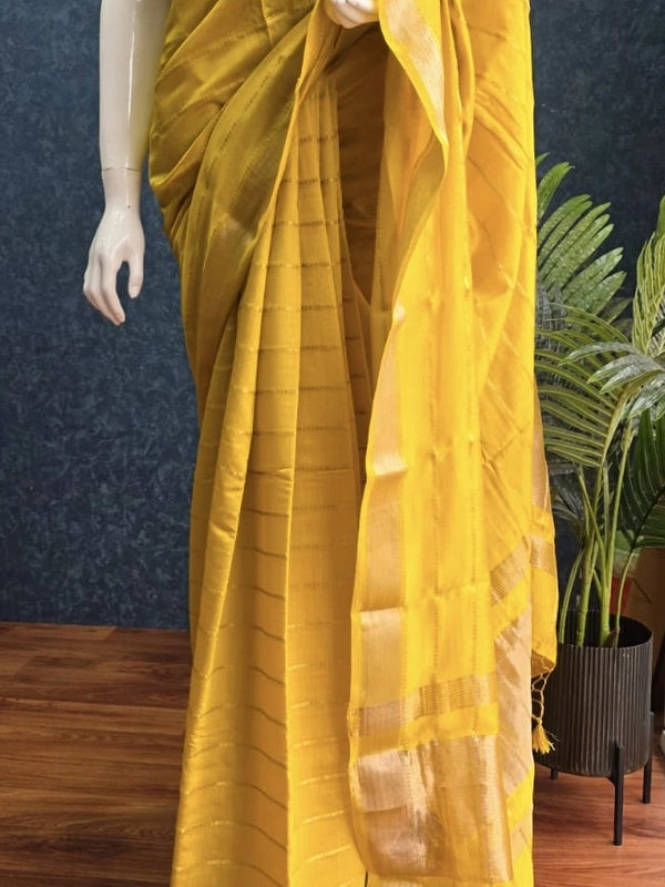 Soft Yellow Cotton Saree