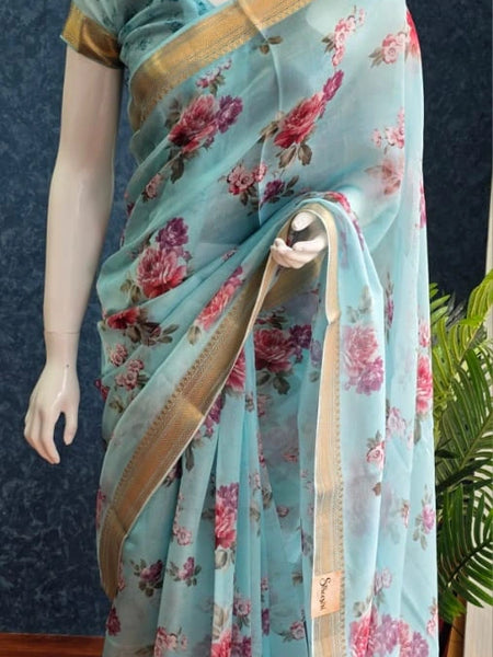 Pure Organza Floral Silk Saree