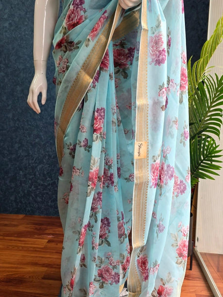 Pure Organza Floral Silk Saree