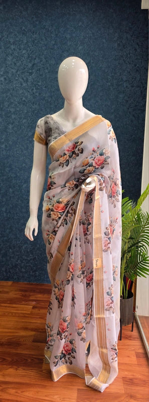 Pure Organza Floral Silk Saree