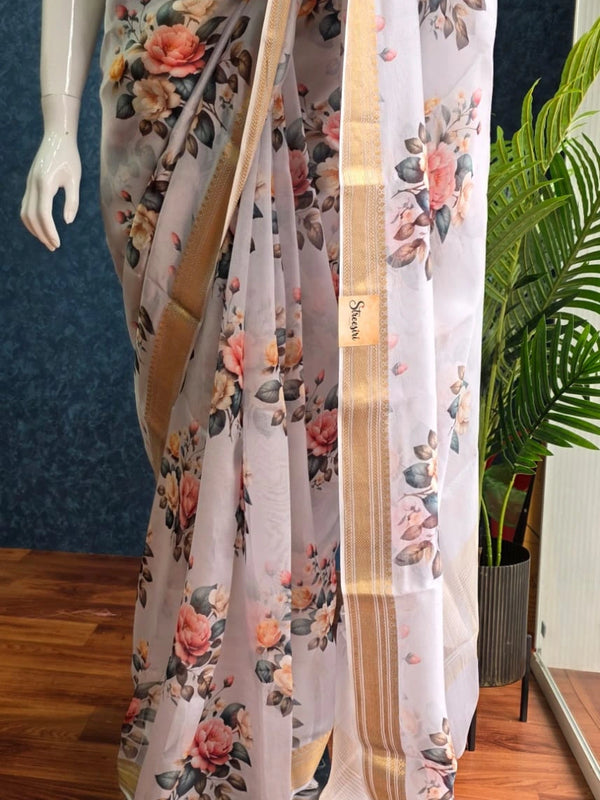 Pure Organza Floral Silk Saree