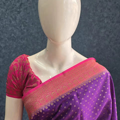 Crepe Purple and Pink Banarasi Saree