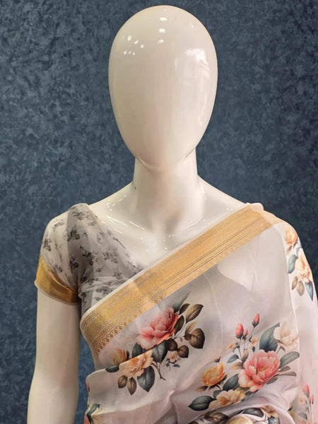 Pure Organza Floral Silk Saree