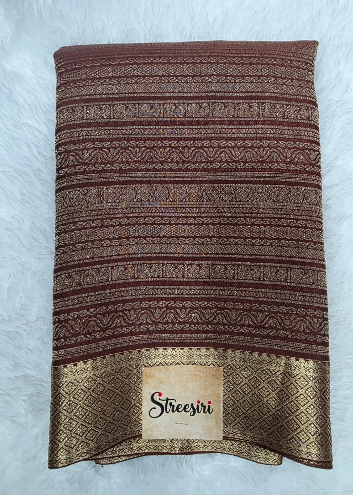 Pure Mysore Crepe - Brown with Silk Mark
