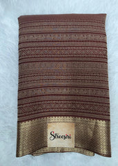 Pure Mysore Crepe - Brown with Silk Mark