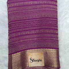 Silk Mark Purple Pure Mysore Crepe Silk Saree