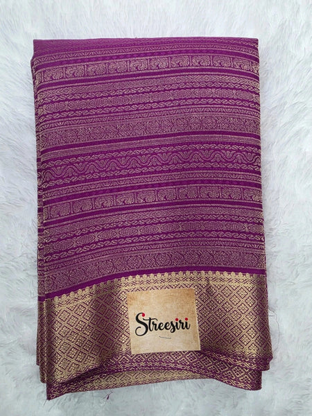 Silk Mark Purple Pure Mysore Crepe Silk Saree