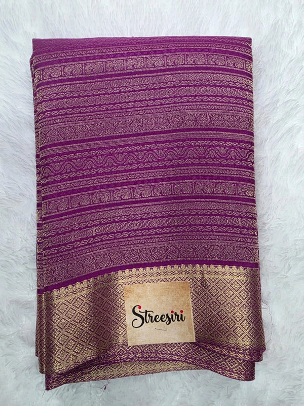 Silk Mark Purple Pure Mysore Crepe Silk Saree