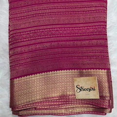 Silk Mark Rani Pink Pure Mysore Crepe Silk Saree