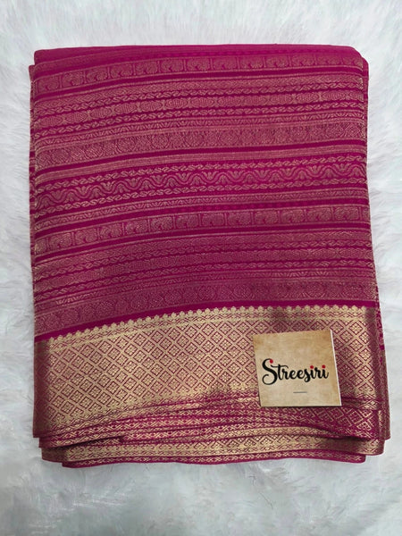 Silk Mark Rani Pink Pure Mysore Crepe Silk Saree