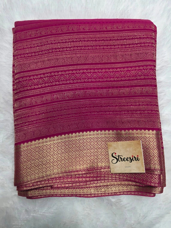 Silk Mark Rani Pink Pure Mysore Crepe Silk Saree