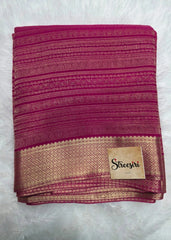 pure Mysore Crepe - Rani Pink with Silk Mark