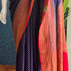 Crepe Purple and Pink Banarasi Saree