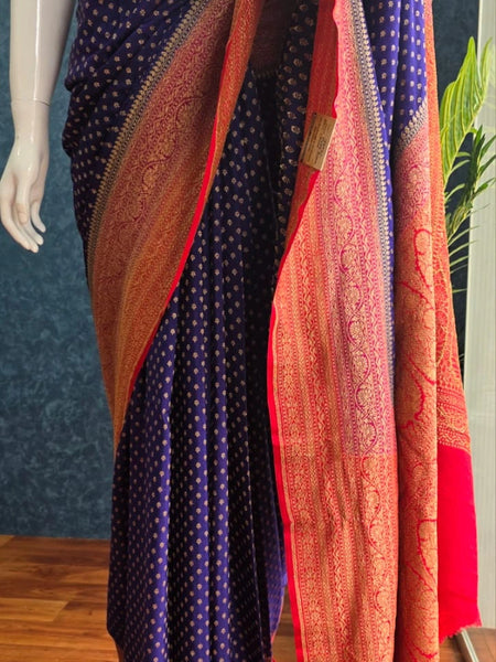 Crepe Purple and Pink Banarasi Saree