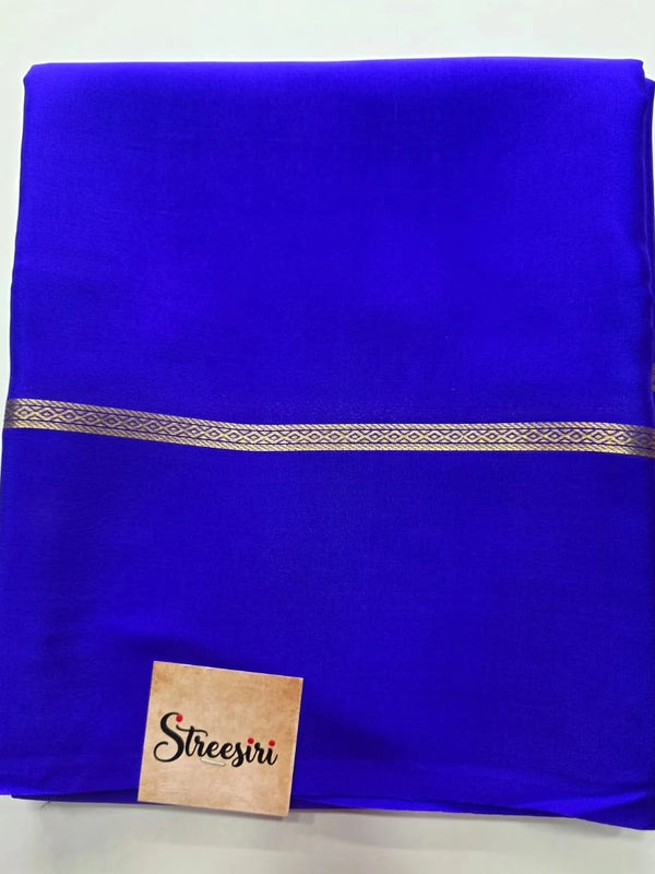 Pure Mysore Crepe Royal Blue Silk Saree