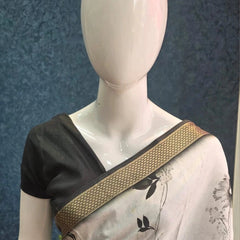 Contrast White and black Chiffon Saree