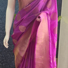 Self Purple Semi Matka Silk Saree