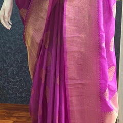 Self Purple Semi Matka Silk Saree