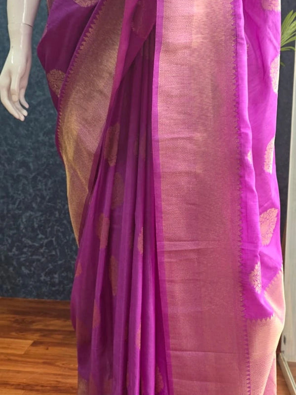 Self Purple Semi Matka Silk Saree