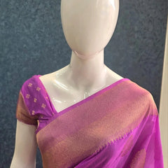 Self Purple Semi Matka Silk Saree