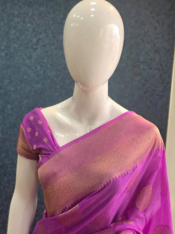 Self Purple Semi Matka Silk Saree
