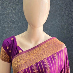Self Purple Dola Silk Saree
