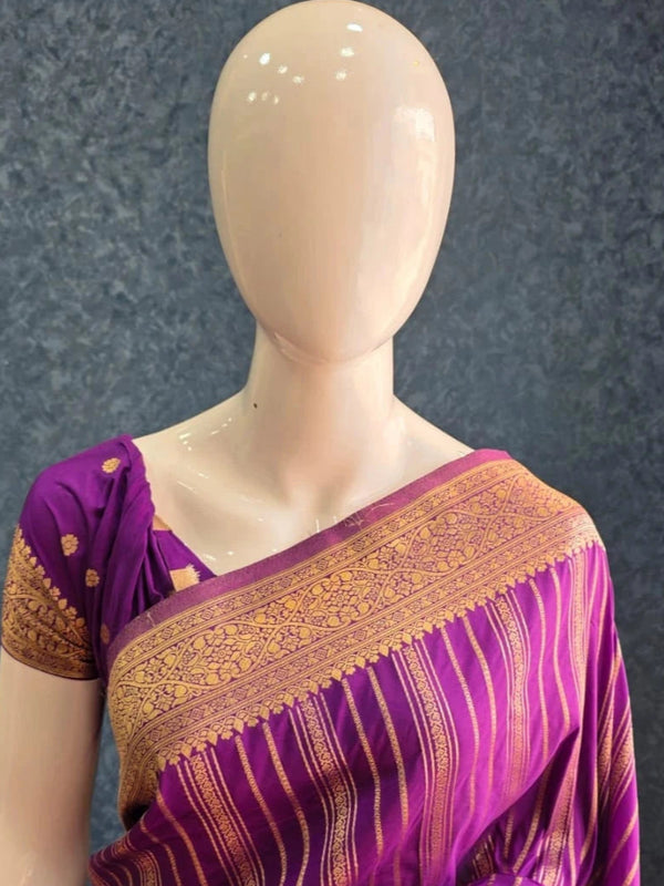 Self Purple Dola Silk Saree
