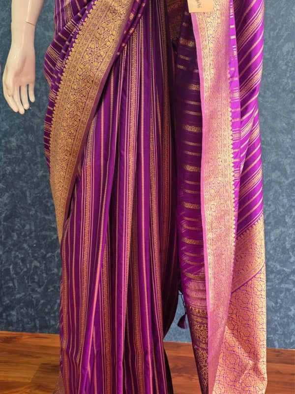 Self Purple Dola Silk Saree