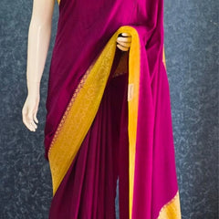 Contrast Pink Yellow Dola Silk Saree