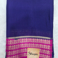 Contrast Navy Blue Pink Semi crepe Silk Saree