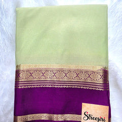 Contrast Purple Pista Semi Crepe Silk Saree