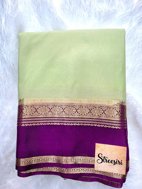 Contrast Purple Pista Semi Crepe Silk Saree