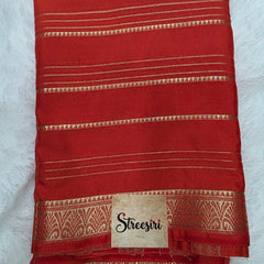 Self Orange Semi Mysore Crepe Silk Saree