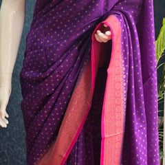 Crepe Purple and Pink Banarasi Saree