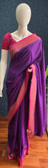 Pure Banarasi Crepe- Purple and Pink