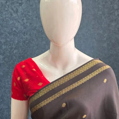 Bentex Border Black Red Semi Silk Saree