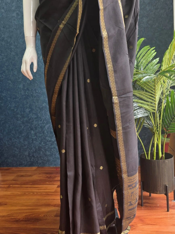 Bentex Border Black Red Semi Silk Saree