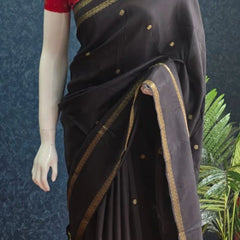 Bentex Border Black Red Semi Silk Saree