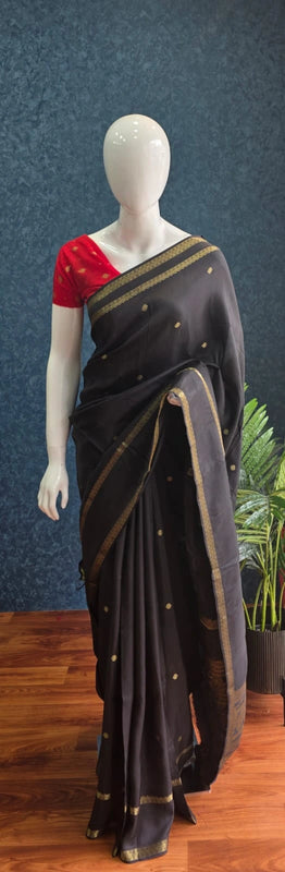 Bentex Border Black Red Semi Silk Saree