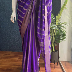 Self Purple Semi Silk Saree