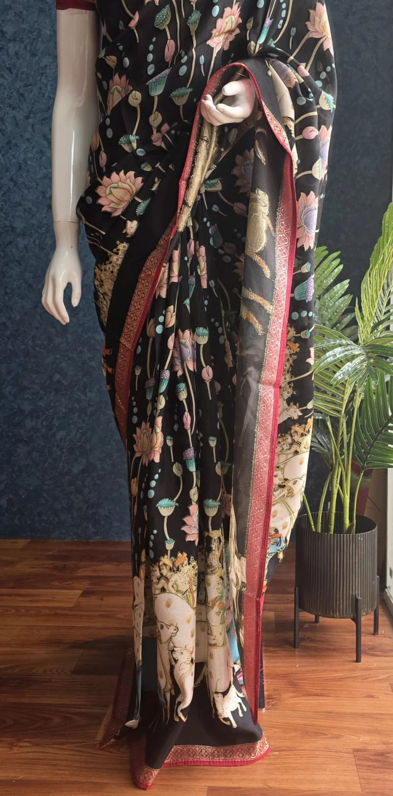 Chiffon Pichwai Prints - Black