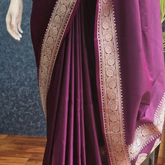 Mushru Wine Kathan Silk Saree