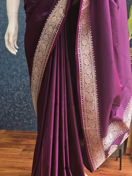 Mushru Wine Kathan Silk Saree