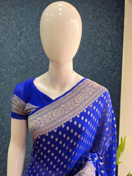 Khaddi Georgette Pure Banarasi Saree