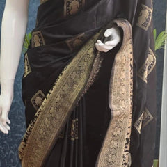 Mushru Black Banarasi Silk Saree