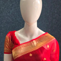 Khaddi Red Pure Banarasi Tissue Saree