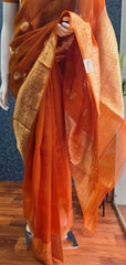 Pure Banarasi Khaddi Tissue - Orange