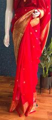 Pure Banarasi Khaddi  Tissue - Red